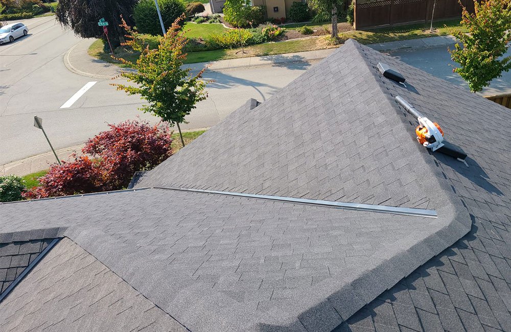 Asphalt shingle moire black roof