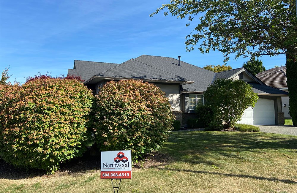 Asphalt shingle moire black roof