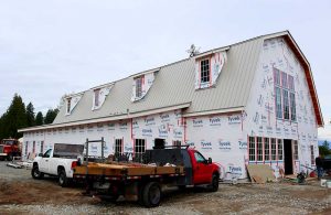 Metal roof on new barn