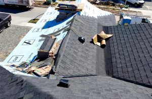 Asphalt shingle moire black roof and dead valley